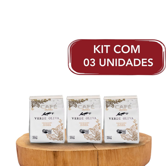 Kit 3 Unidades - Café Orgânico Moido Verde Oliva 250g
