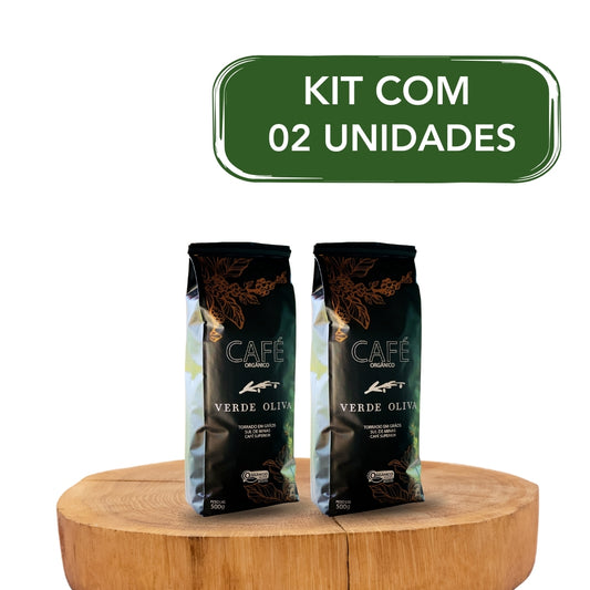 Kit 2 Unidades - Café Torrado em Grãos Verde Oliva 500g